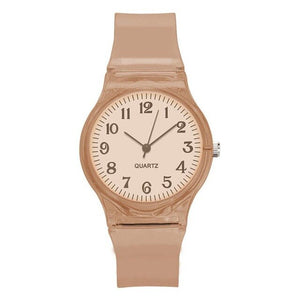 LinTimes Women Men Lovers Watches Fashion Transparent Candy Color Plastic Band Casual Quartz Watches