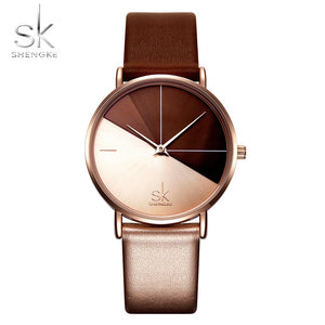 Shengke Quartz Women Watches Fashion Leather Wrist Watch Vintage Ladies Watch Clock Mujer Bayan Kol Saati Montre Feminino
